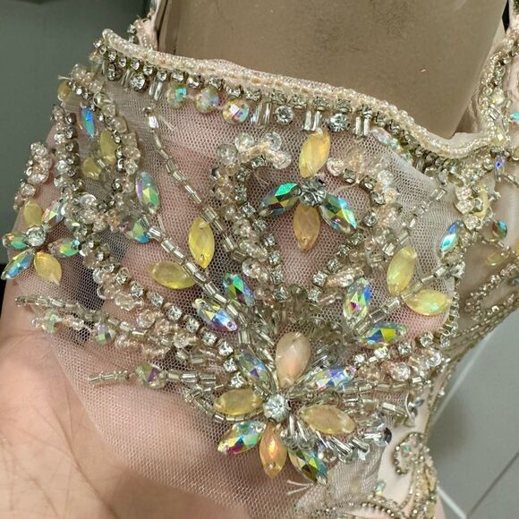 Gorgeous Blush Pink Princess Style Embellished Off-shoulder Tulle Ballgown - Picture 12 of 17